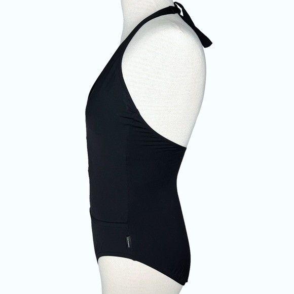 Kenneth Cole New York One Piece Swimsuit sz S * Black Cage Front Halter Peekaboo - Picture 4 of 8